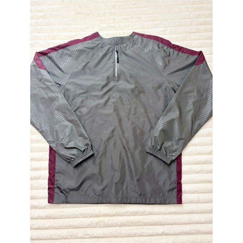 Holloway Gray Windbreaker with Burgundy Shoulder Panels